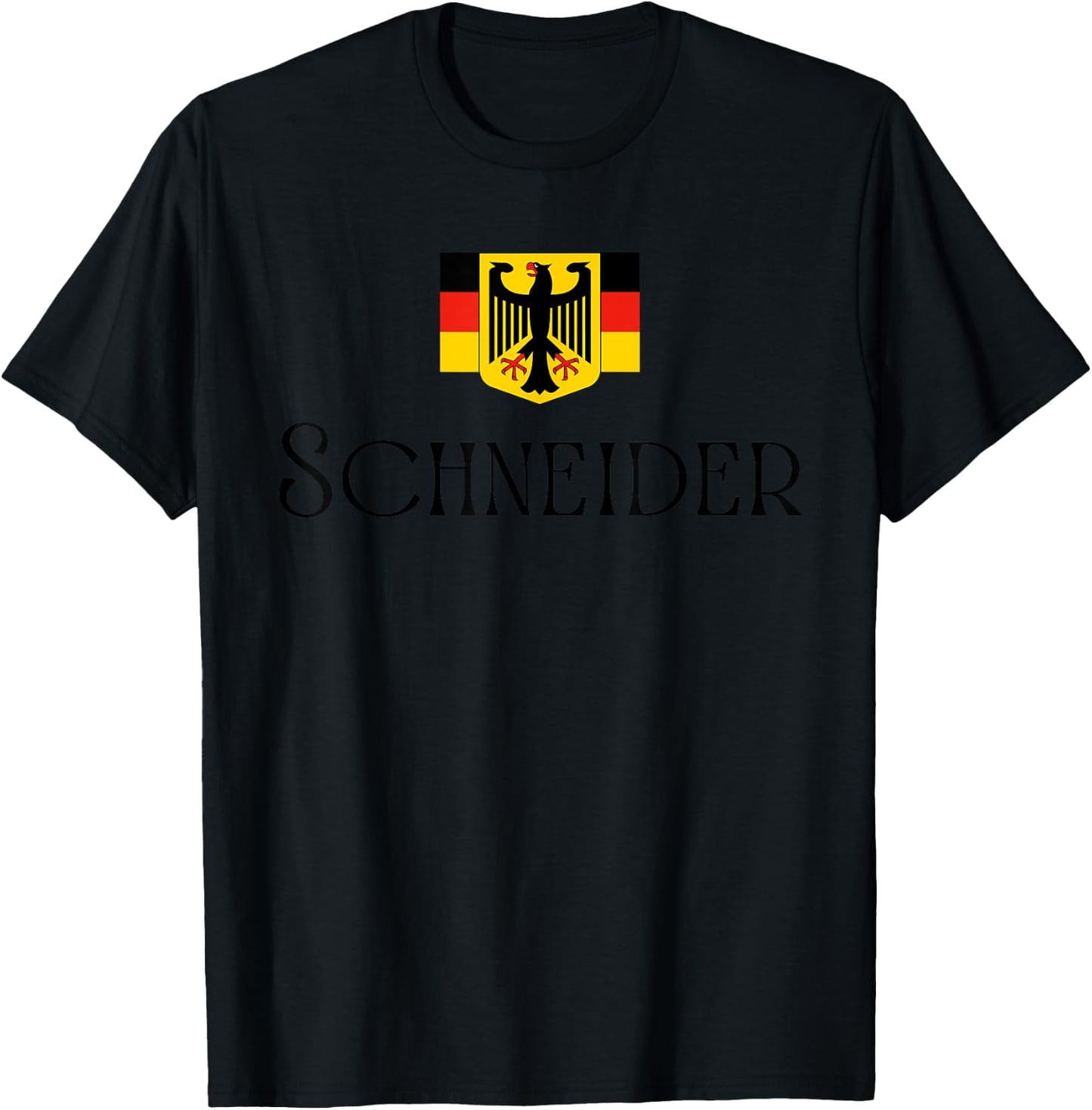 Schneider Surname German Family Name Heraldic Eagle Flag T-Shirt - T-Shirt | Black
