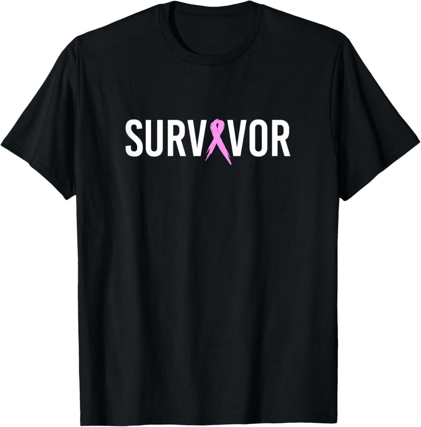 Breast Cancer Survivor Design WIth Pink Cancer Ribbon T-Shirt - T-Shirt | Black
