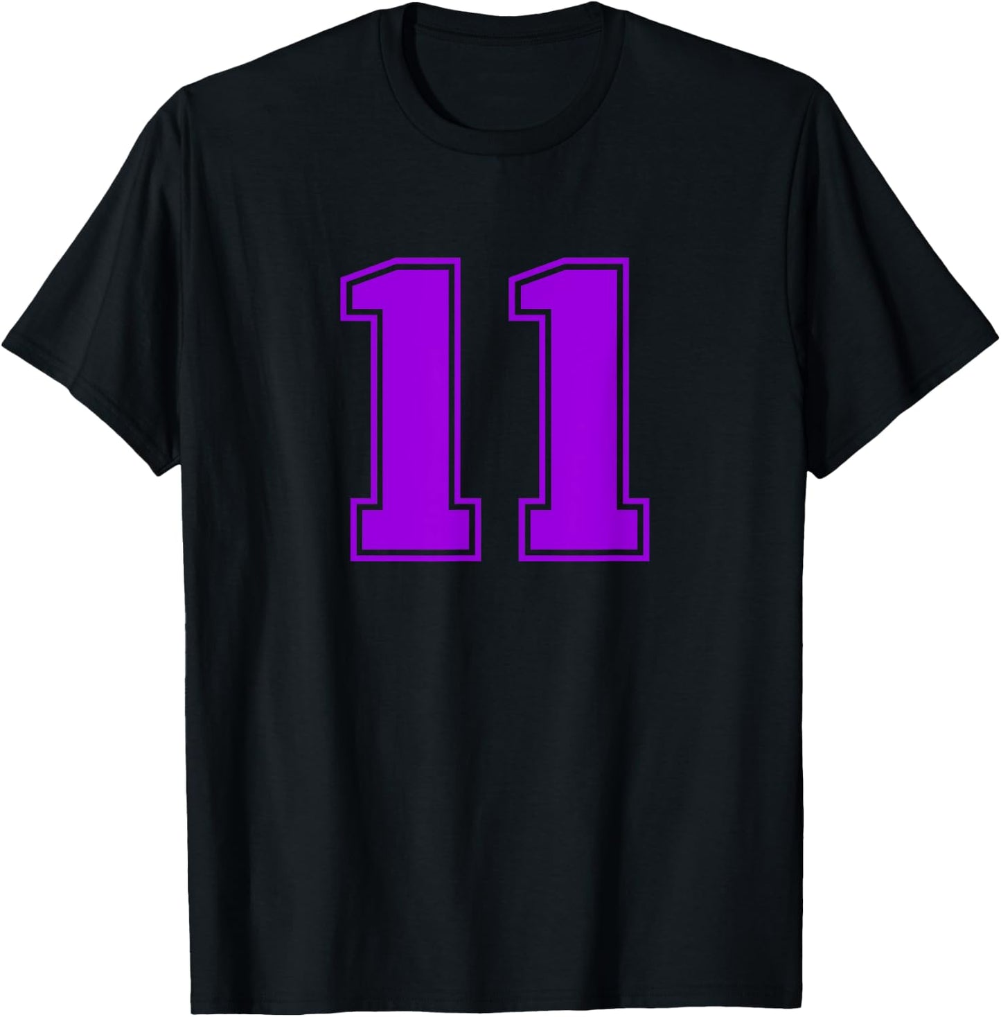 Number #11 Purple Sports Fan Jersey Number T-Shirt - T-Shirt | Black