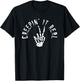 Creepin' It Real Funny Halloween Skeleton Bone Hand Sign T-Shirt - T-Shirt | Black