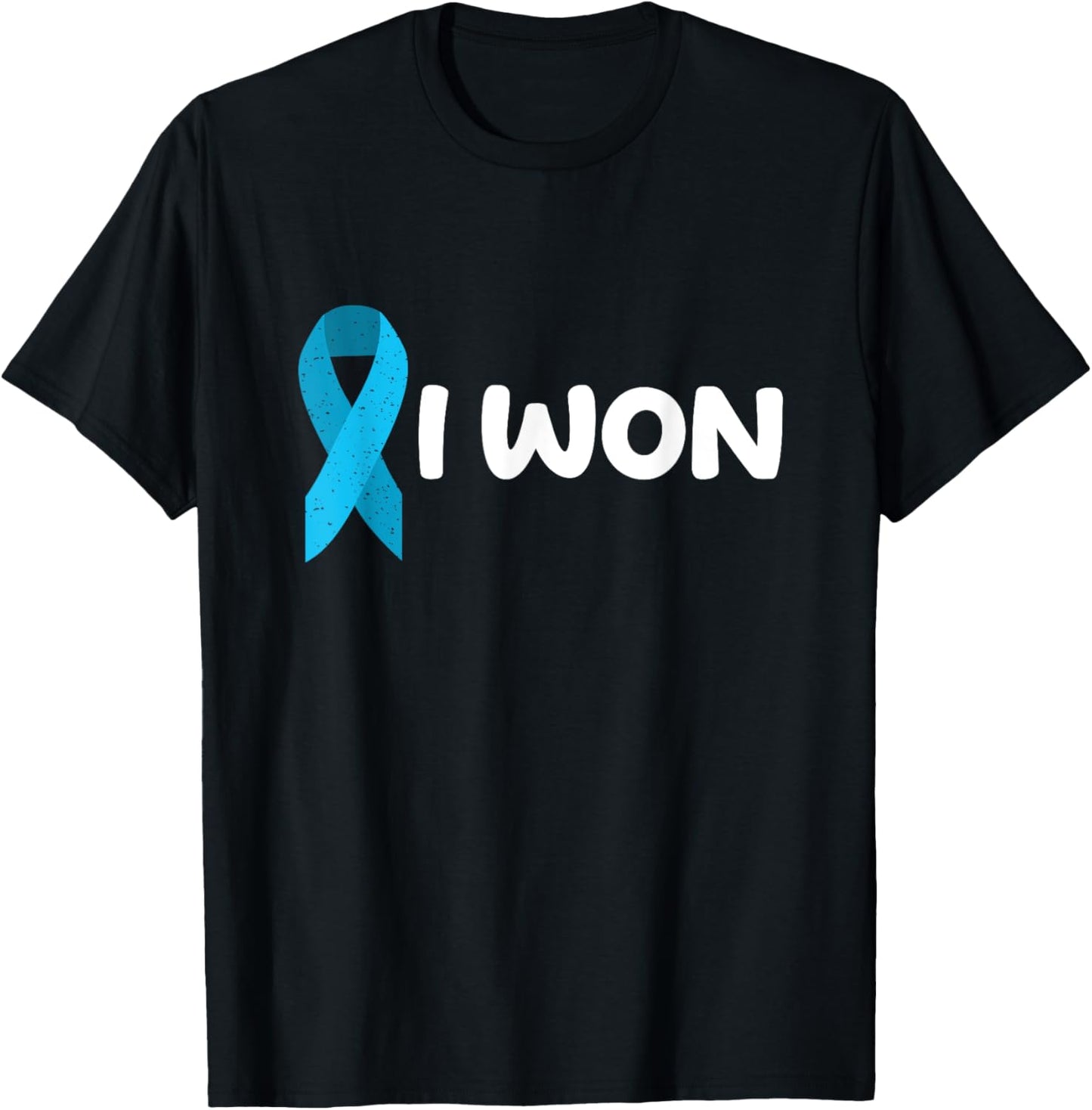 I Won! Colon Cancer survivor. Blue color ribbon T-Shirt - T-Shirt | Black