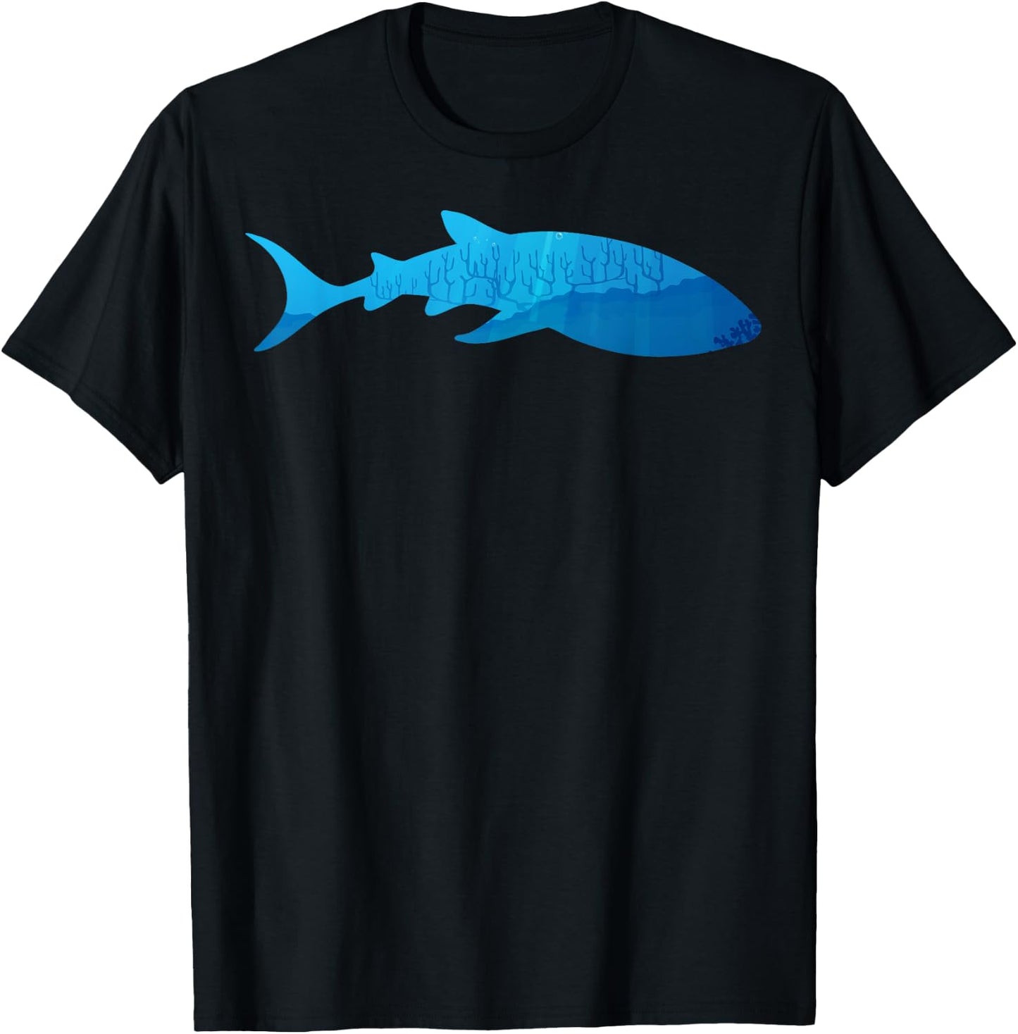 Animal Lover in the Nature with Silhouette of Whale Shark T-Shirt - T-Shirt | Black