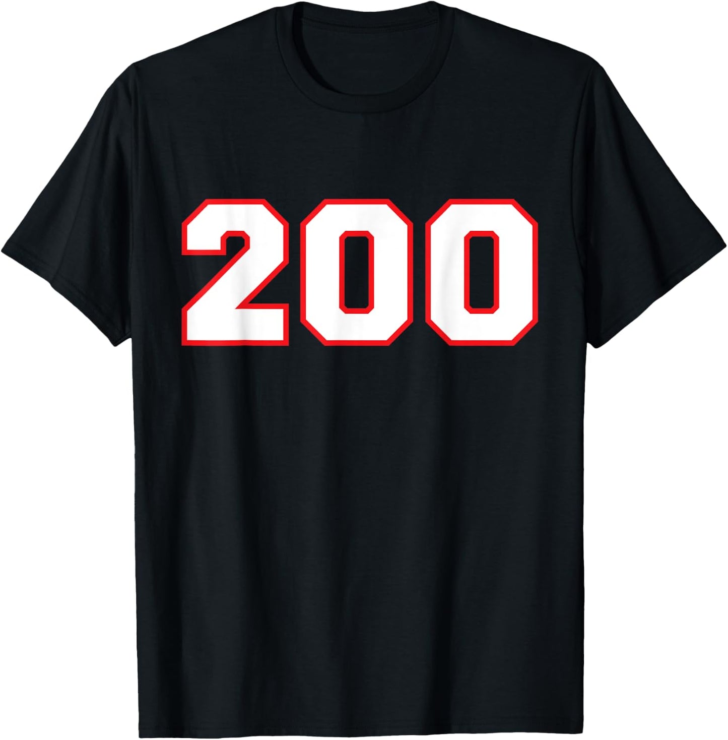 Number #200 Sports Player Fan Jersey Red White Lucky Number T-Shirt - T-Shirt | Black