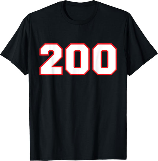Number #200 Sports Player Fan Jersey Red White Lucky Number T-Shirt - T-Shirt | Black