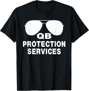 Funny Football, Qb Protection Services, Offensive Lineman T-Shirt - T-Shirt | Black