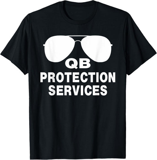 Funny Football, Qb Protection Services, Offensive Lineman T-Shirt - T-Shirt | Black