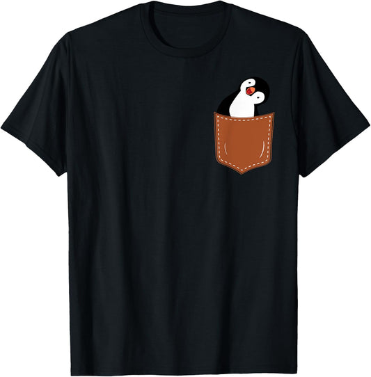 Cute Penguin bird in Small Pocket,Funny Penguin Lover T-Shirt - T-Shirt | Black