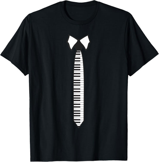 Cute Piano Women Piano Tie Keyboard Player Musician T-Shirt - T-Shirt | Black