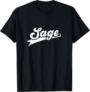 Classic 70s Retro Name Sage T-Shirt - T-Shirt | Black