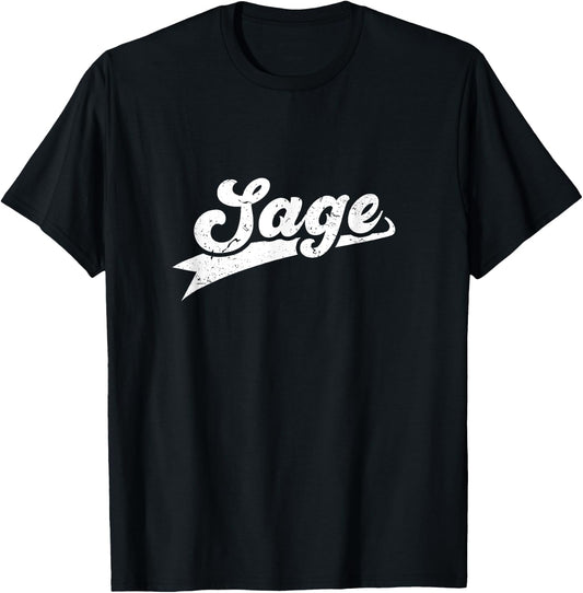 Classic 70s Retro Name Sage T-Shirt - T-Shirt | Black