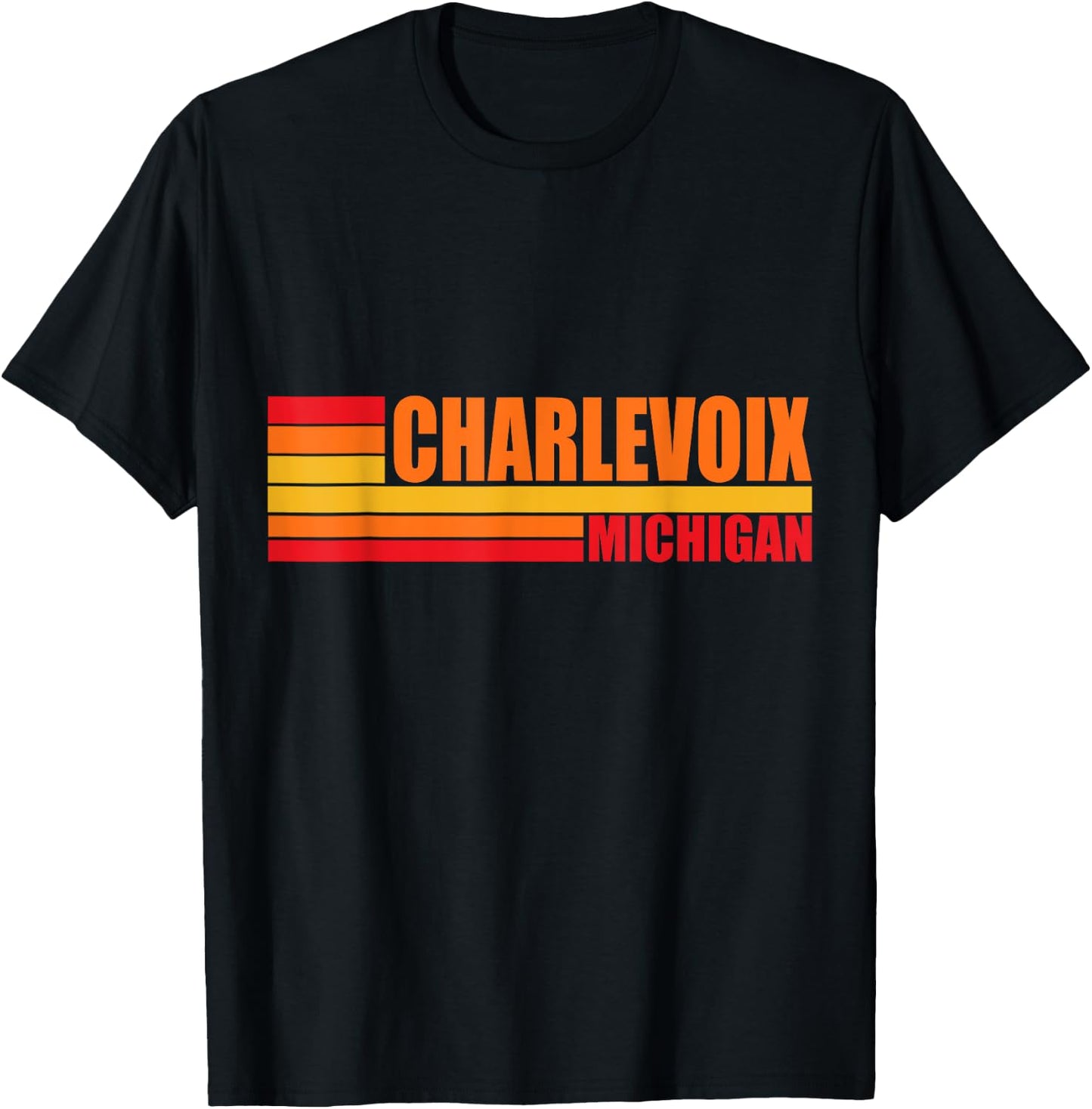 Charlevoix Michigan Lake Mi Up North Traverse Bay City T-Shirt - T-Shirt | Black