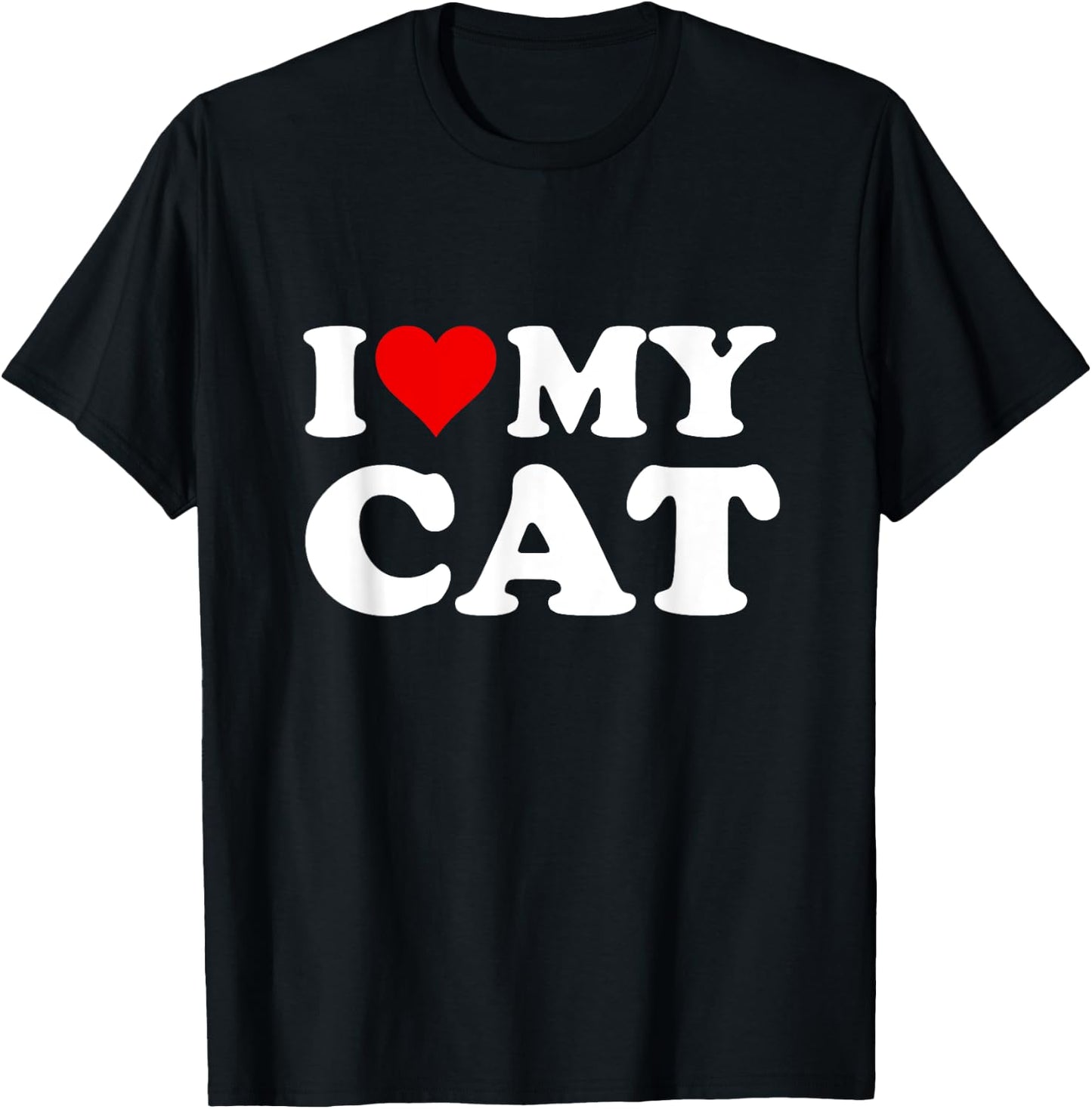 Red Heart I Love My Cat Men Women Girls Kids T-Shirt - T-Shirt | Black