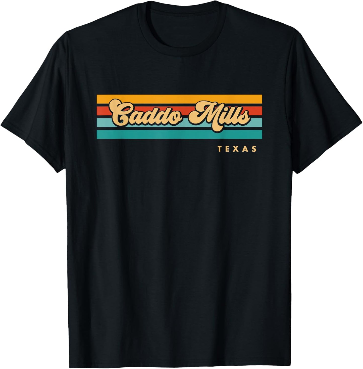 Vintage Sunset Stripes Caddo Mills, Texas T-Shirt - T-Shirt | Black