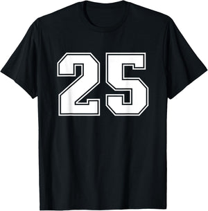Number #25 Sports Jersey Lucky Number T-Shirt - T-Shirt | Black
