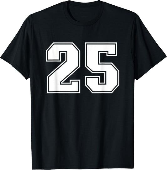Number #25 Sports Jersey Lucky Number T-Shirt - T-Shirt | Black