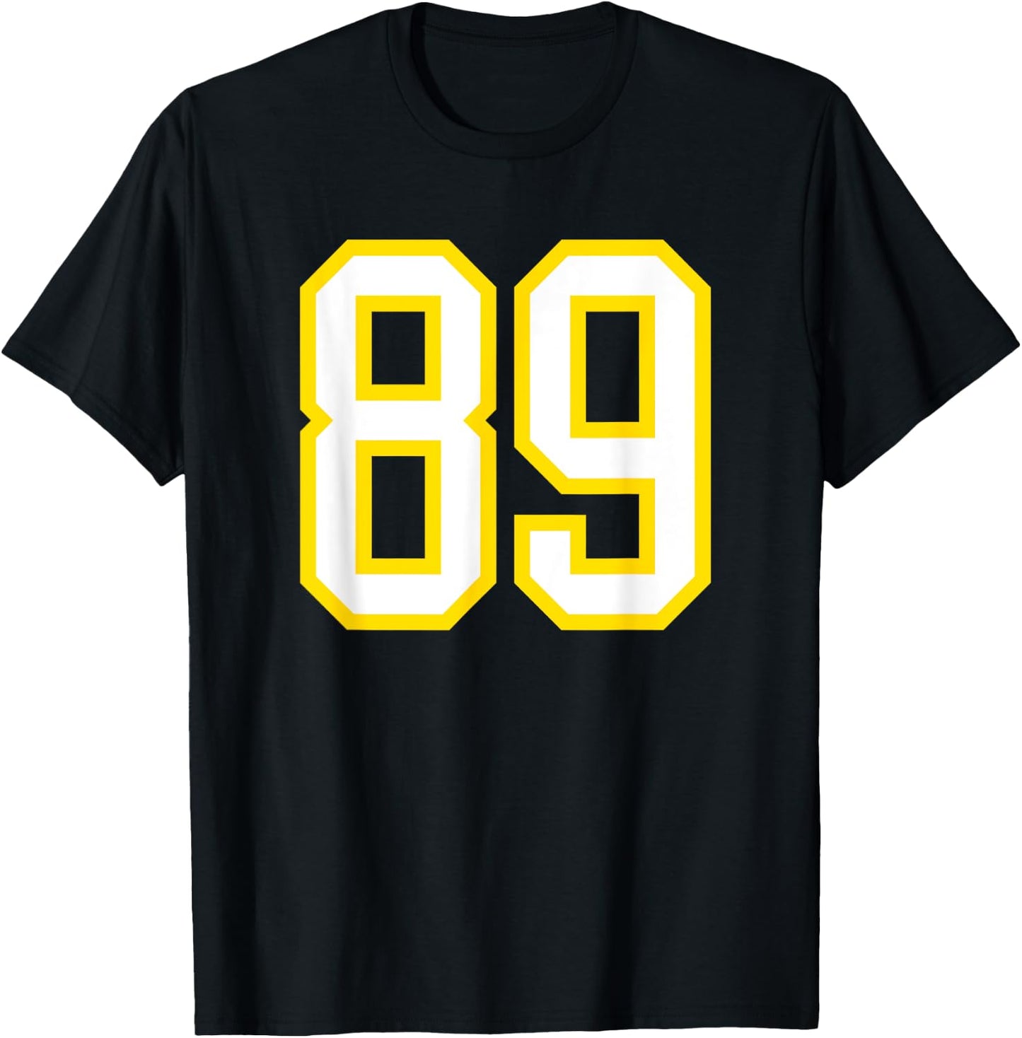 Number #89 Yellow White Sport Number 89 T-Shirt - T-Shirt | Black