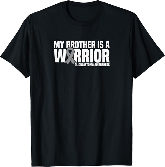 Glioblastoma GBM Awareness Gift Collection My Brother is a Warrior GBM Glioblastoma Awareness - Black, Small T-Shirt - T-Shirt | Black