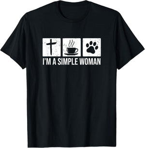 I'm A Simple Woman - Jesus Coffee & Cats T-Shirt - T-Shirt | Black