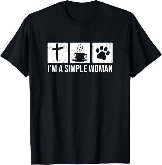 I'm A Simple Woman - Jesus Coffee & Cats T-Shirt - T-Shirt | Black