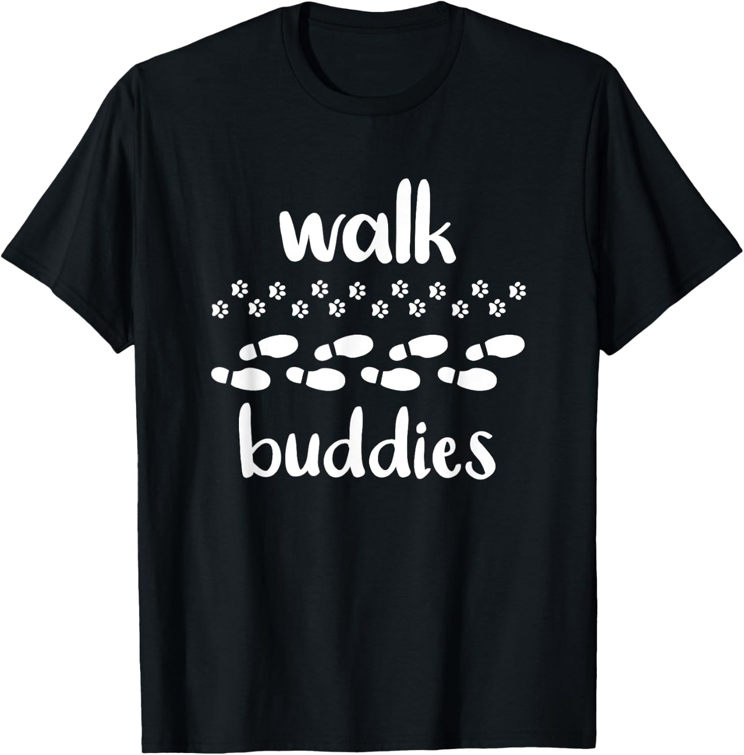 Walk Buddies Dog And Man Shirt T-Shirt - T-Shirt | Black