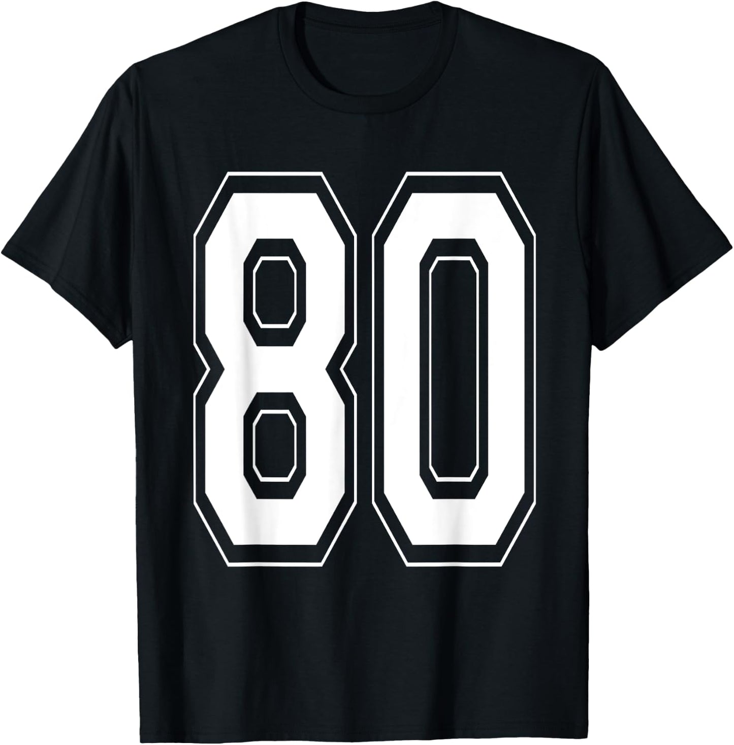Number 80 Baseball Football Soccer Numbered Jersey T-Shirt - T-Shirt | Black
