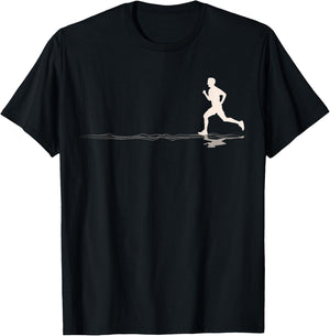 Runner Silhouetted Graphic Marathons Lover Jogging Running T-Shirt - T-Shirt | Black