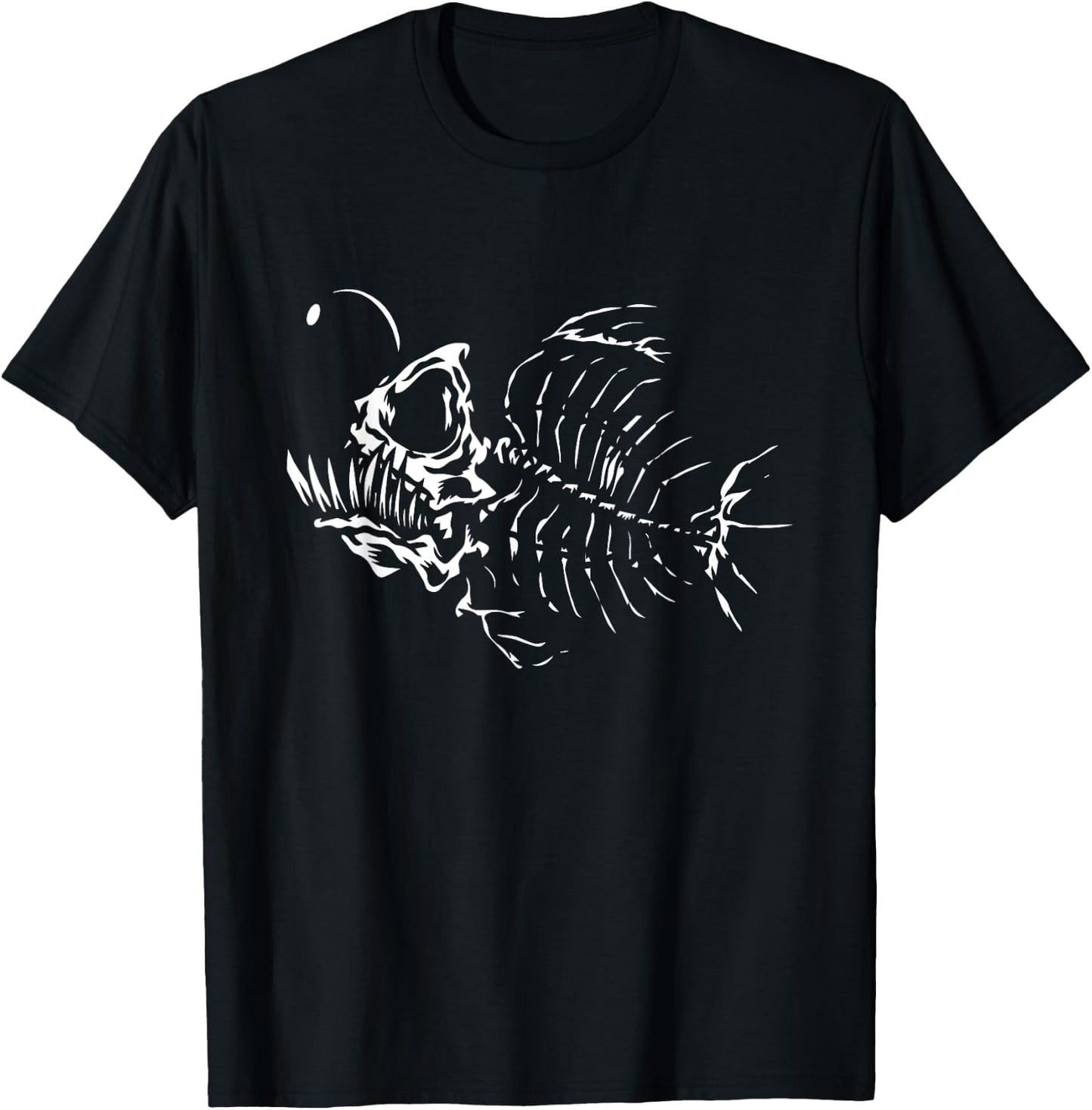 Angle Fish Skeleton Halloween Costume Scary Deep Sea Animal T-Shirt - T-Shirt | Black