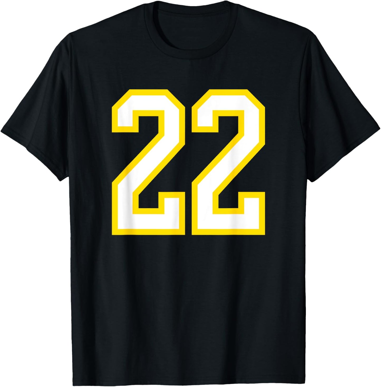 Number #22 Sport Yellow White Varsity Number 22 T-Shirt - T-Shirt | Black