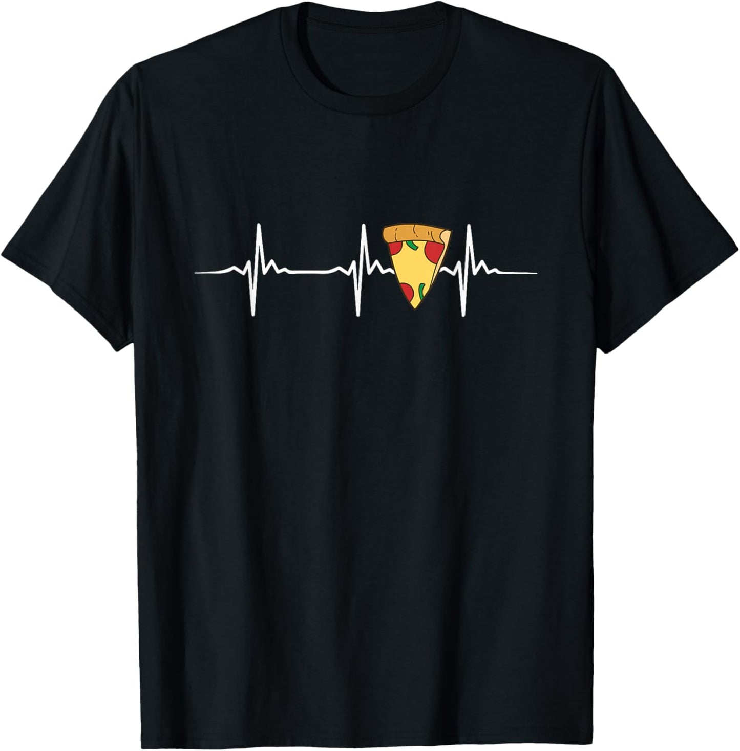 Pizza Heartbeat - Food Lover Foodie Funny Pizza T-Shirt - T-Shirt | Black