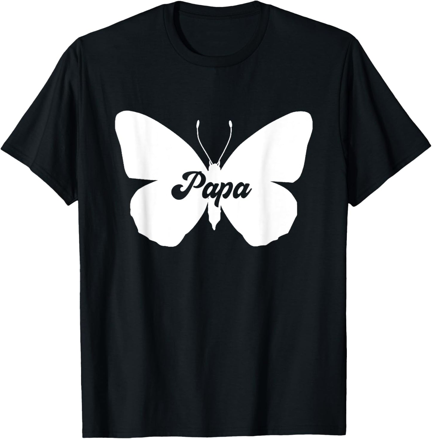 Papa Butterfly Dad Funny Butterfly Family Matching T-Shirt - T-Shirt | Black