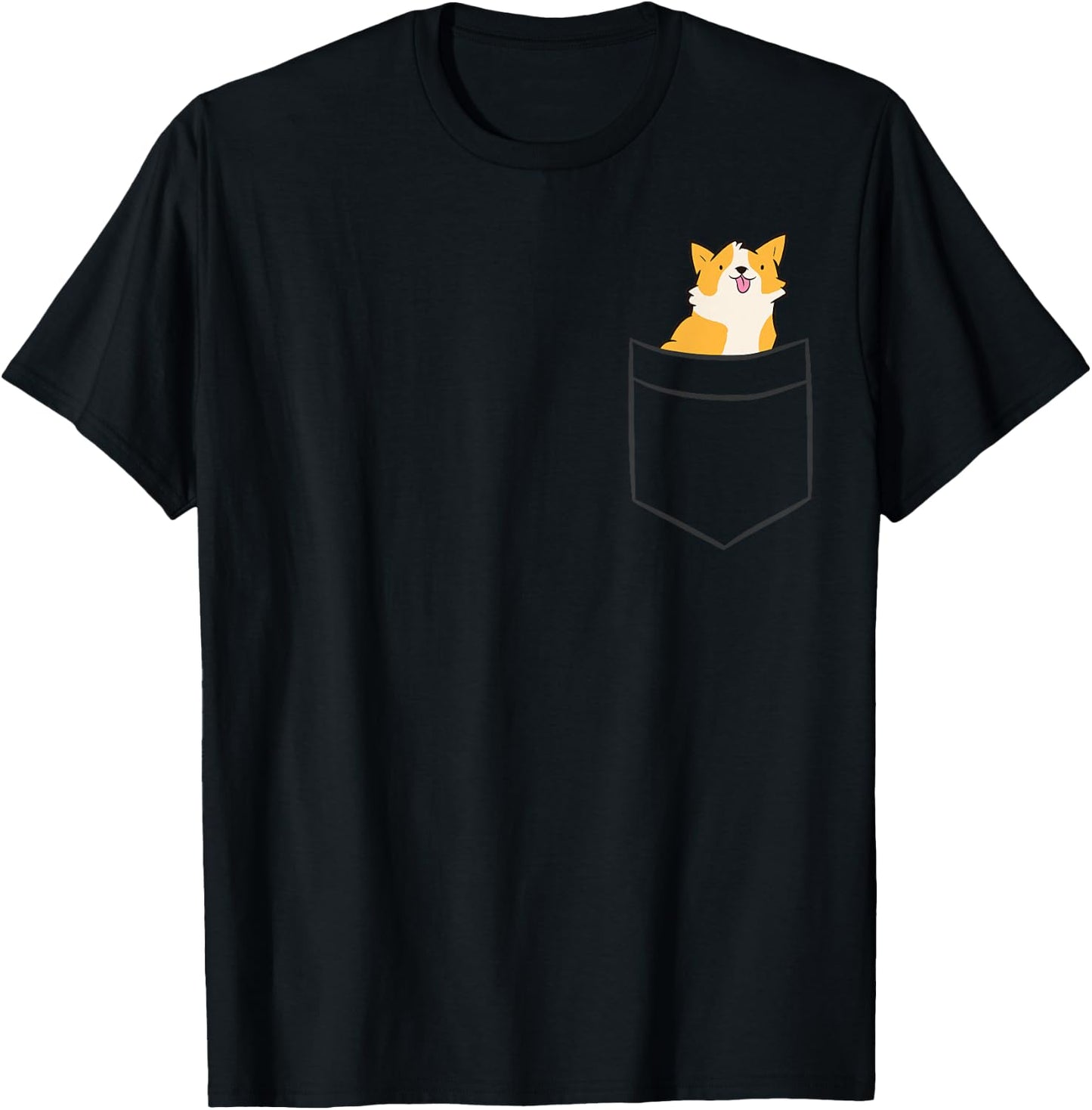 Corgi Dog In Pocket Pembroke Welsh Corgi Women Girls Kids T-Shirt - T-Shirt | Black