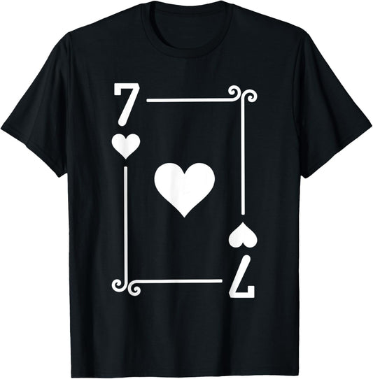 Playing Cards Costume - Seven Card - 7 of Hearts T-Shirt - T-Shirt | Black