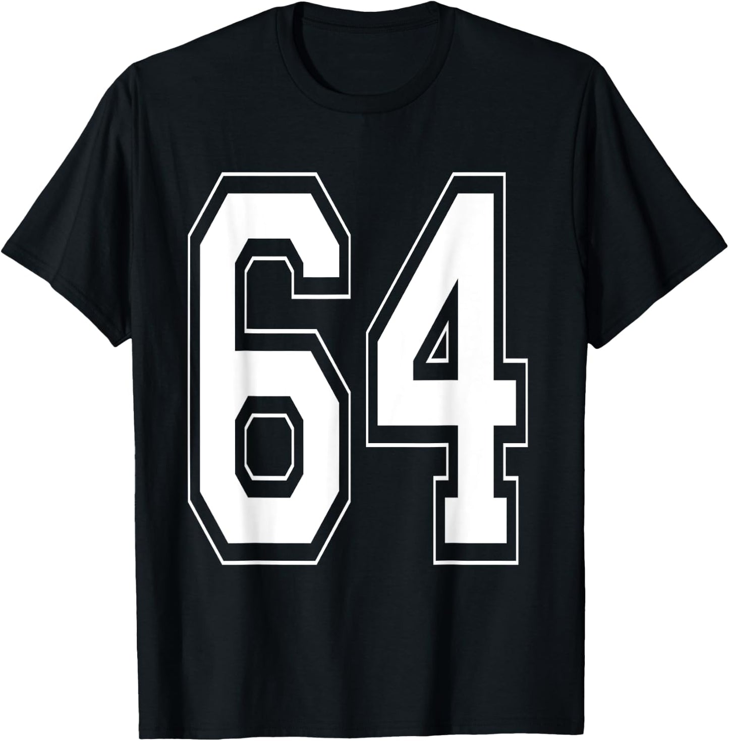 Number 64 Baseball Football Soccer Numbered Jersey T-Shirt - T-Shirt | Black