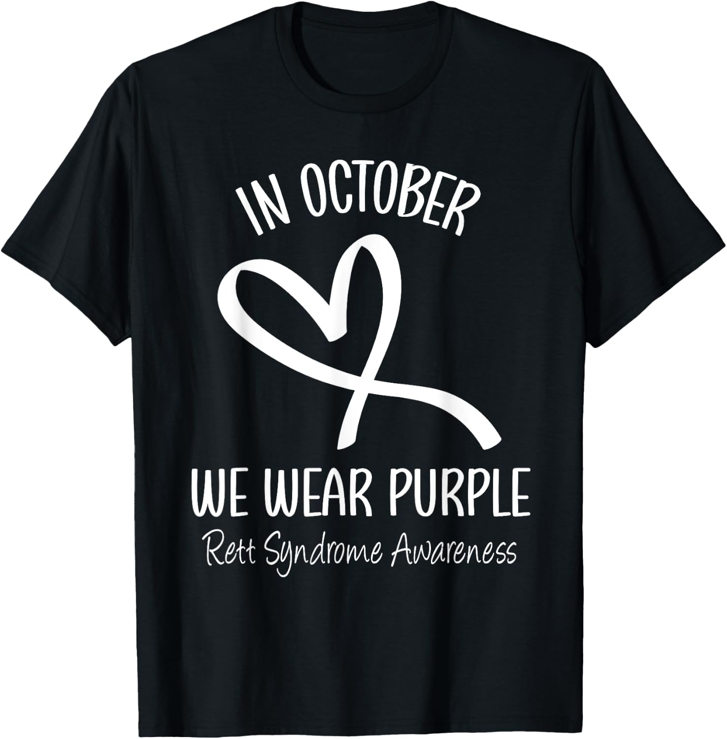 Heart In October We Wear Purple Rett Syndrome Awareness T-Shirt - T-Shirt | Black