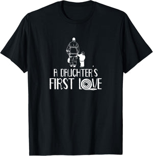 A Daughter's First Love Firefighter Firefighting Fireman T-Shirt - T-Shirt | Black