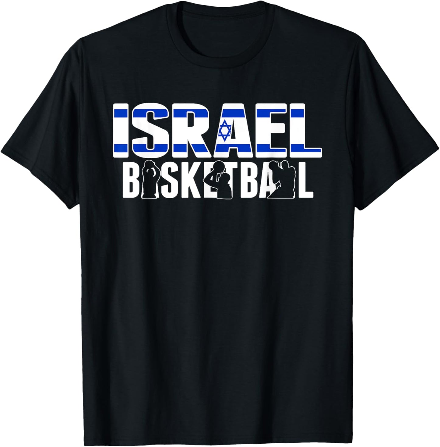 Proud Israel Basketball Fans Jersey Israeli Flag Baller Team T-Shirt - T-Shirt | Black