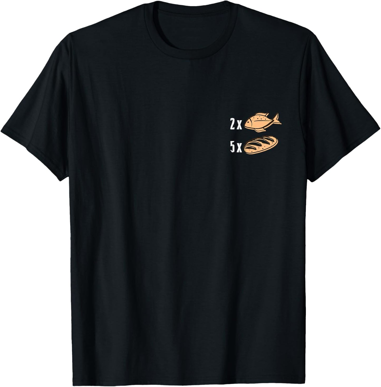 2x Fish 5x Loaves Matthew 14 13 21 Bible Verse Christian T-Shirt - T-Shirt | Black