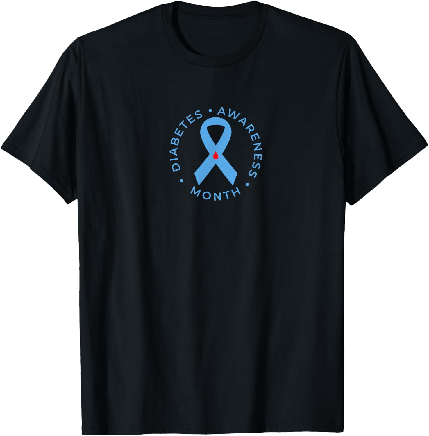 Diabetes Awareness Month Diabetic Blue Love Ribbon T1D T2D T-Shirt - T-Shirt | Black