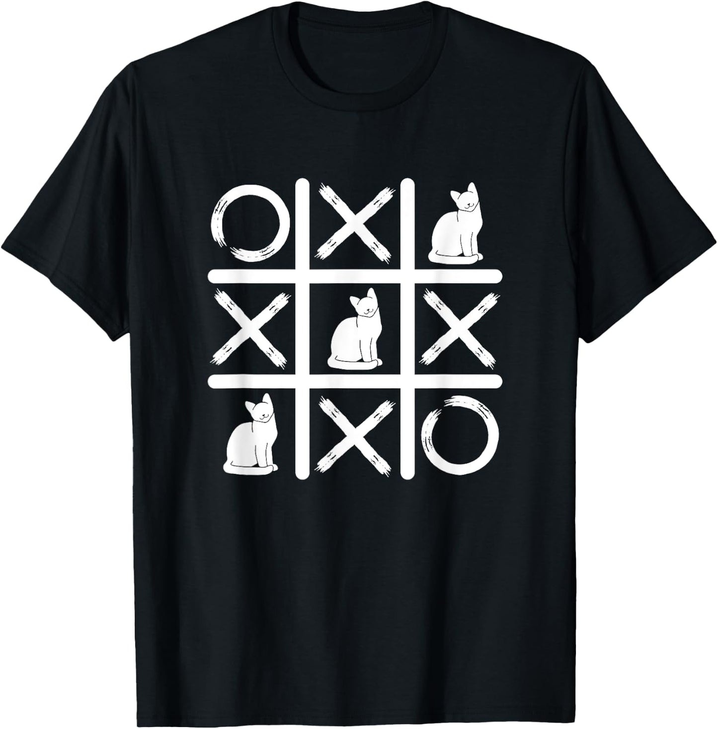 Tic Tac Toe Crosses Cat Kitten Pet Tic Tac Toe Cat T-Shirt - T-Shirt | Black