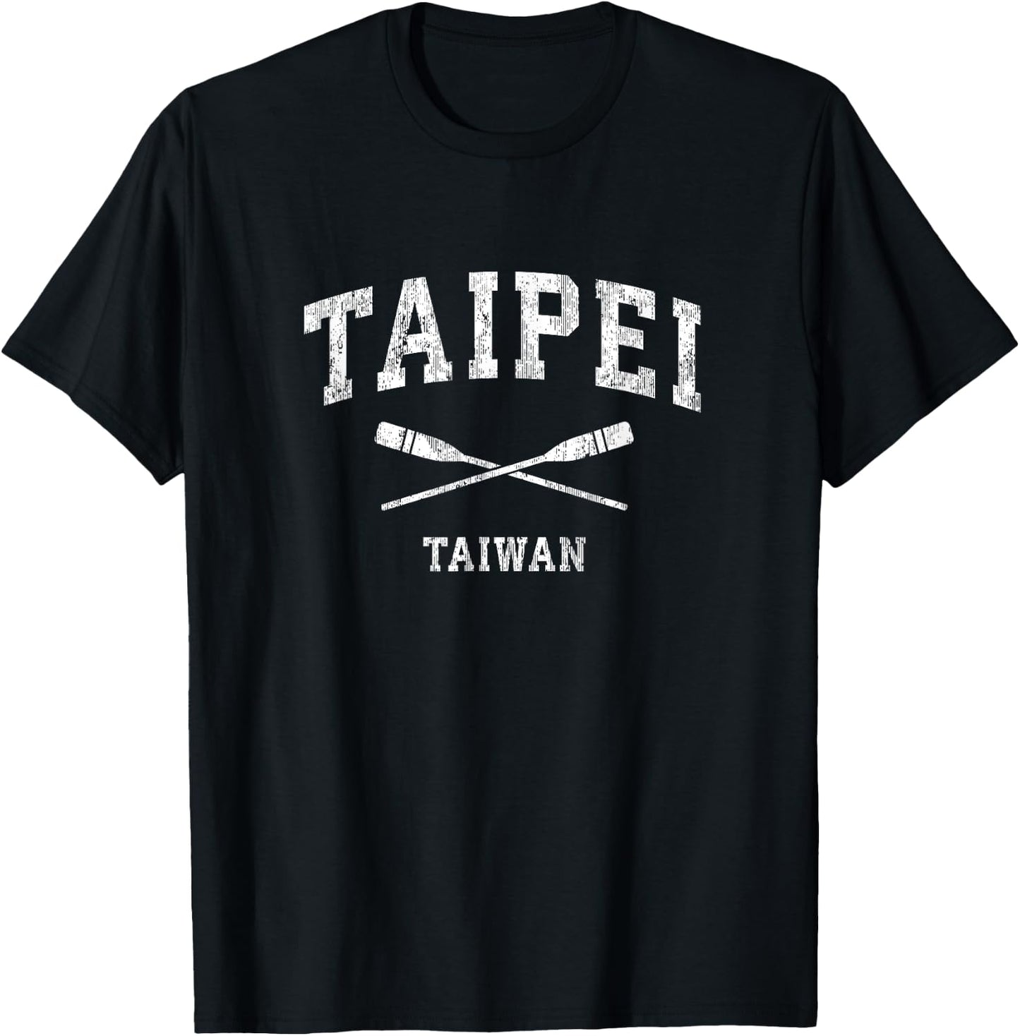 Taipei Taiwan Vintage Nautical Paddles Sports Oars T-Shirt - T-Shirt | Black