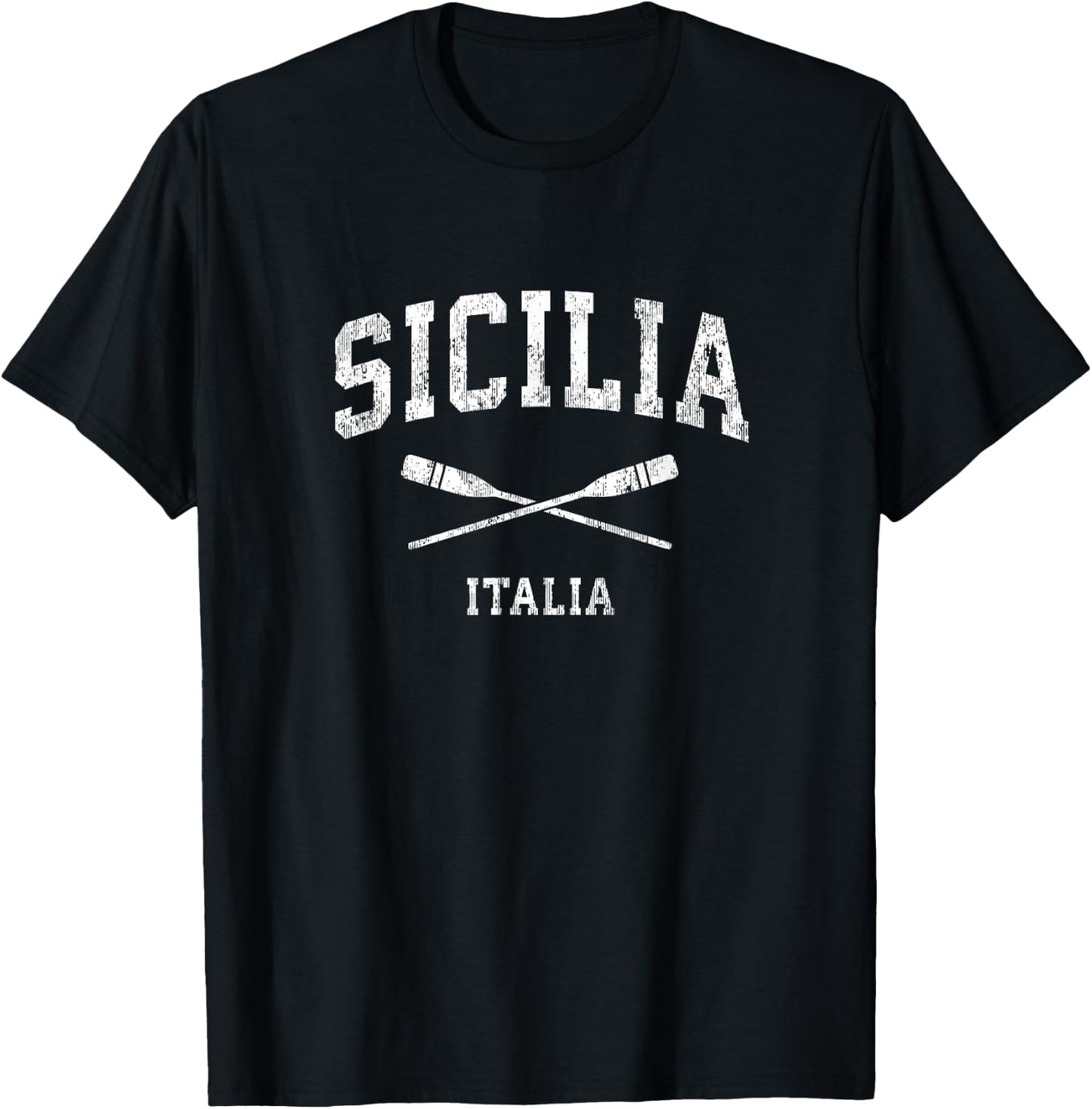 Sicily Italy Vintage Nautical Paddles Sports Oars T-Shirt - T-Shirt | Black