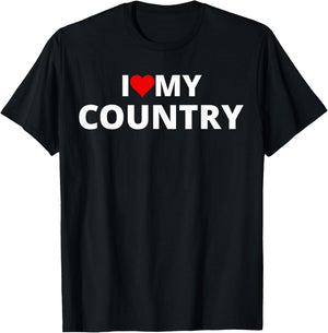 I Love My Country (Red Heart) T-Shirt - T-Shirt | Black