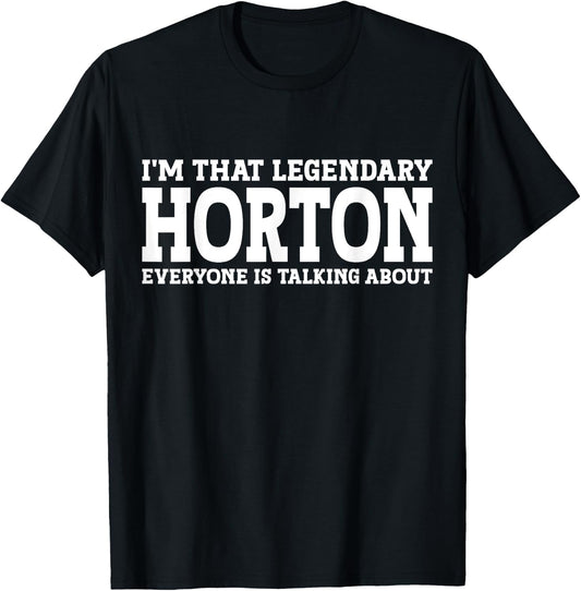Horton Surname Funny Team Family Last Name Horton T-Shirt - T-Shirt | Black
