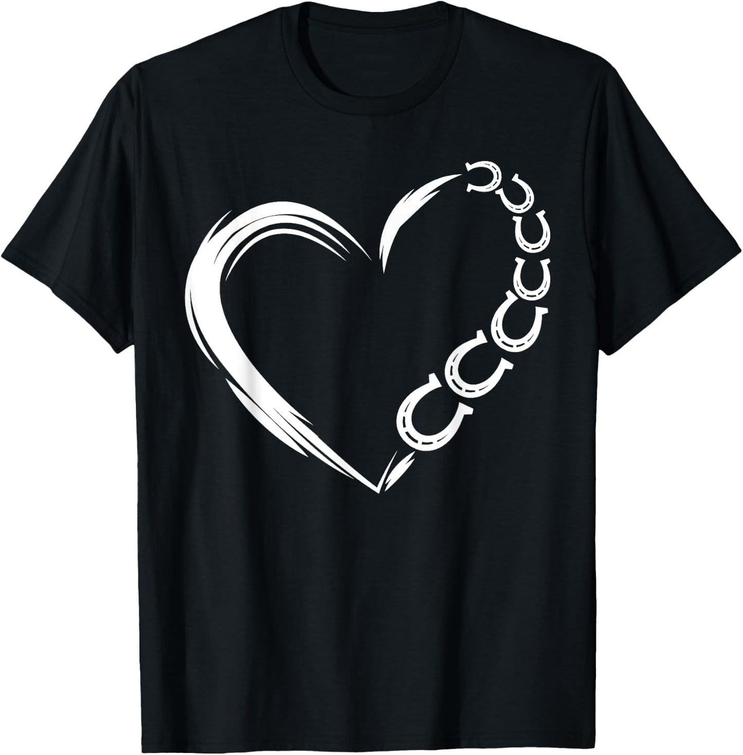 Farm Farmer Horseshoe Heart Pony Horse Riding Horse Lover T-Shirt - T-Shirt | Black