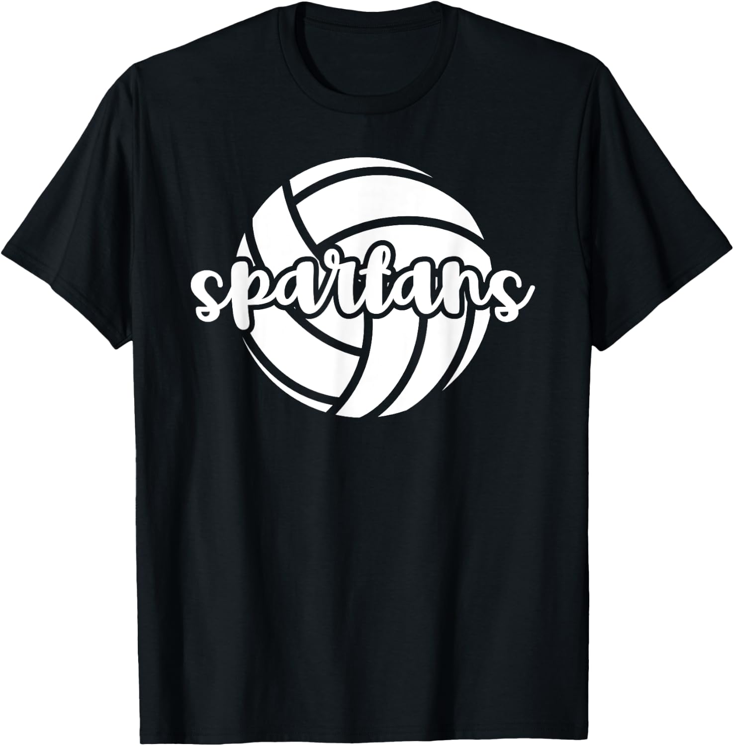 Spartans Volleyball Team Mascot School Spirit Game Night T-Shirt - T-Shirt | Black
