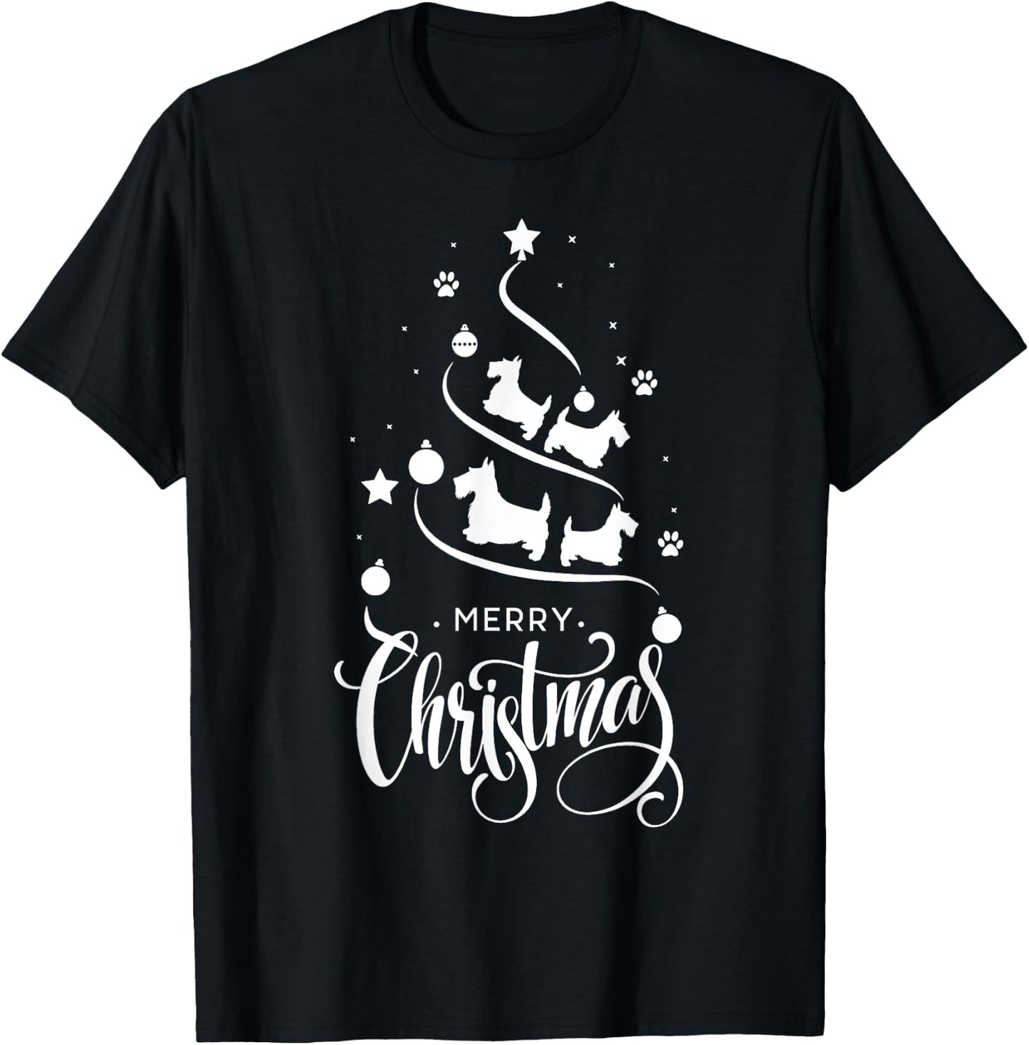 Scottish Terrier Dog Owners Gifts Christmas Tree Dog Lovers T-Shirt - T-Shirt | Black