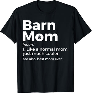 Funny Barn Mom Definition Best Mom Ever Horse Riding T-Shirt - T-Shirt | Black