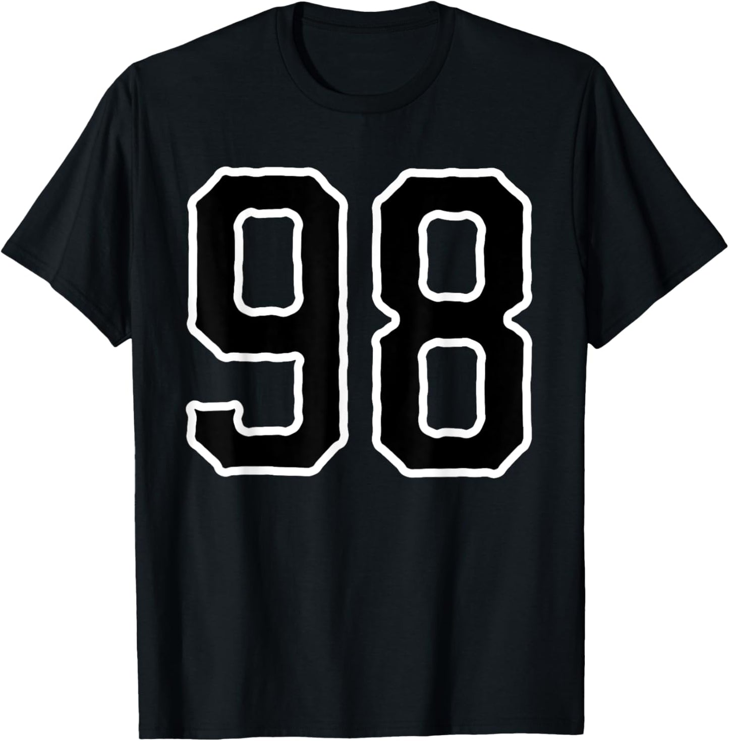 Jersey #98 White Black Sports Team Jersey Number 98 T-Shirt - T-Shirt | Black
