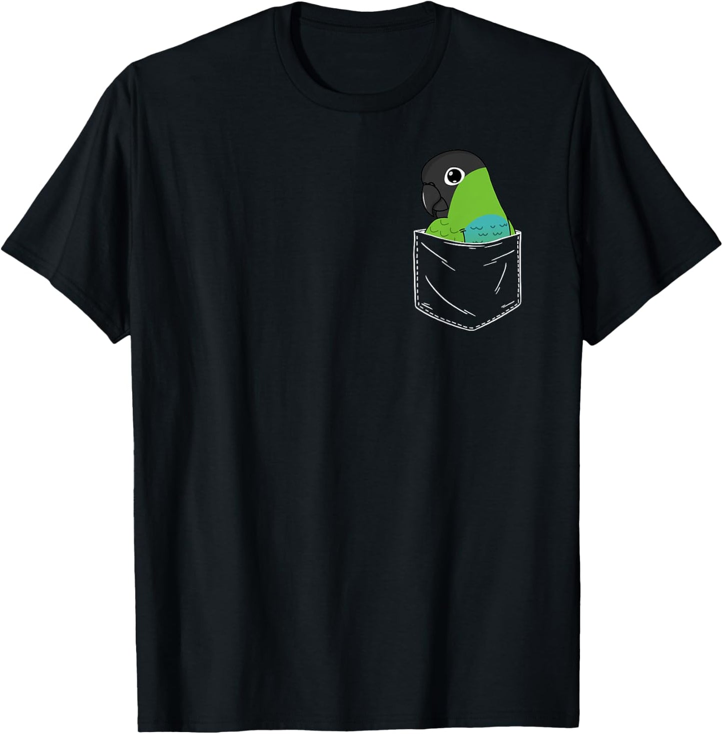 Cute Parrot In A Pocket I Nanday Conure T-Shirt - T-Shirt | Black