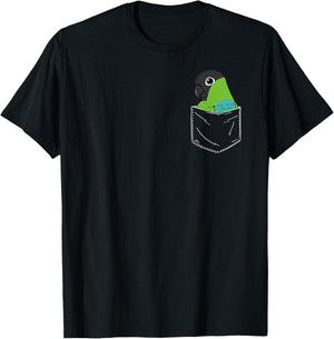 Cute Parrot In A Pocket I Nanday Conure T-Shirt - T-Shirt | Black